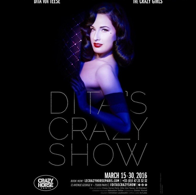 Дита фон Тиз - новое шоу в Париже Crazy Horse (Дита фон Тиз анонсирует шоу Crazy Horse instagramm.ditavonteese)
